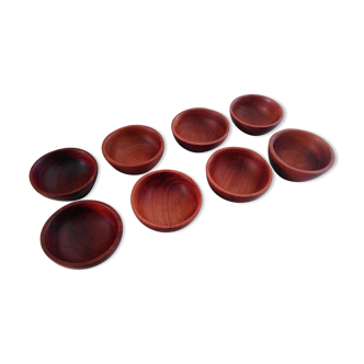 Set of 8 cups in exotic wood