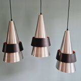 Lot de 3 suspensions scandinaves en aluminium, J. Hammerborg,  1960