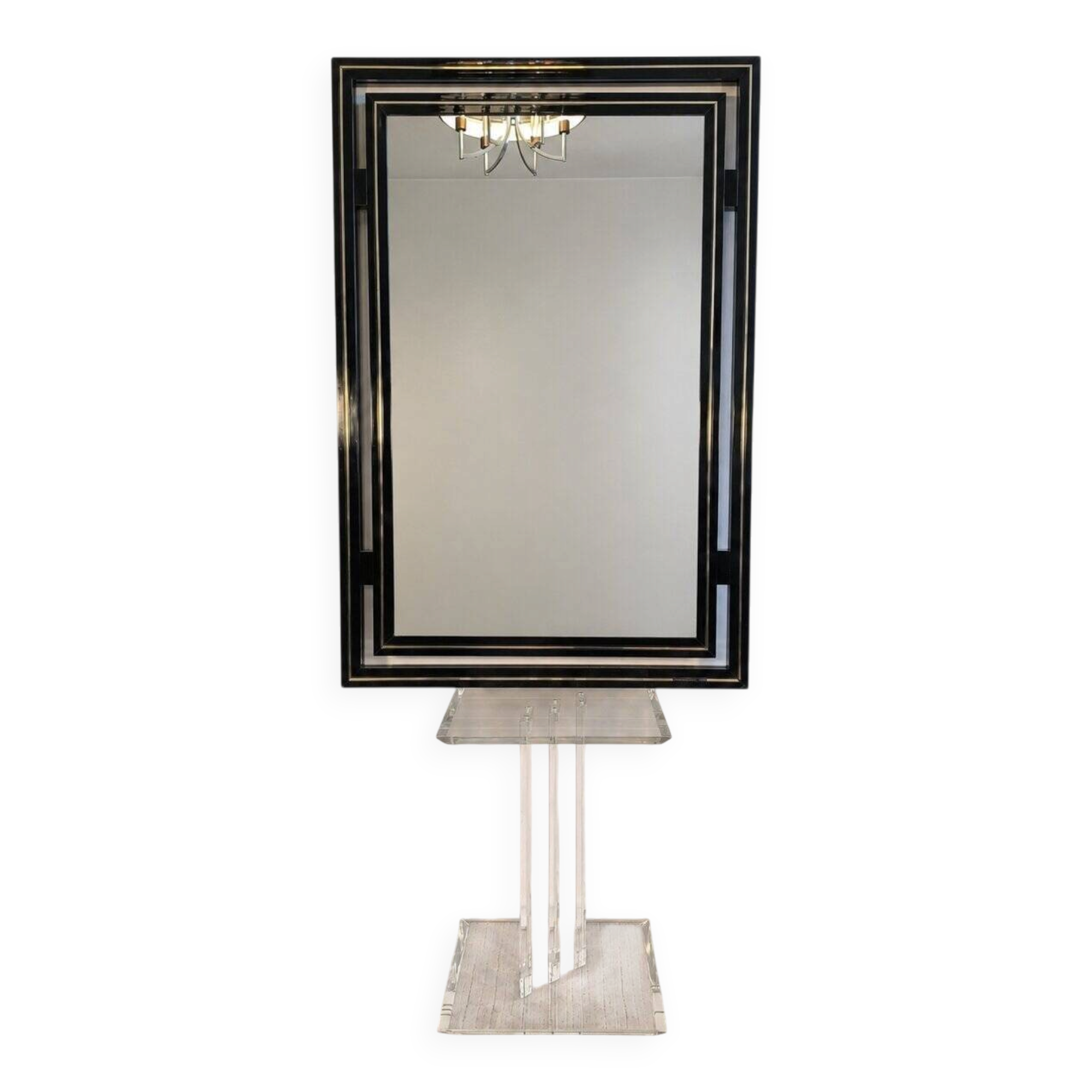 Miroir design Pierre Vandel Paris – Années 80 – Noir laqué