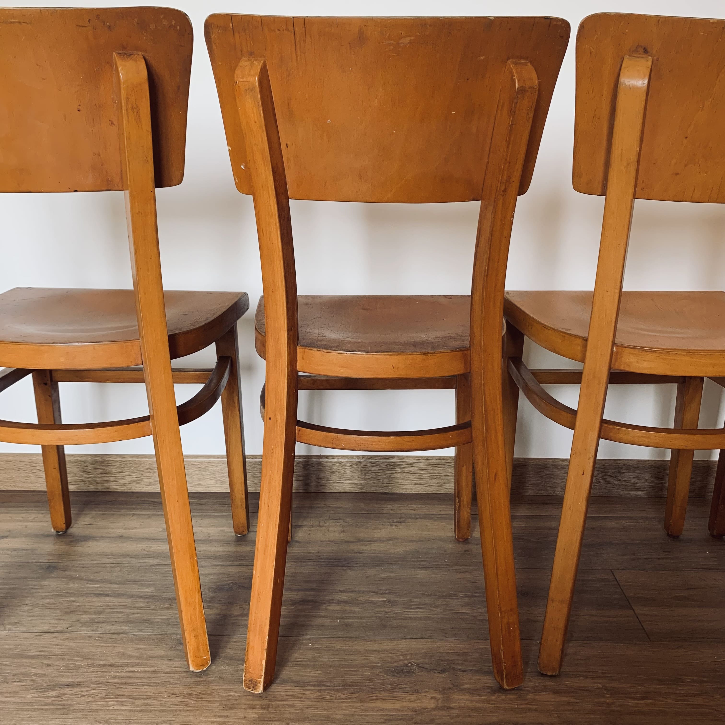 4 camel Thonet bistro chairs