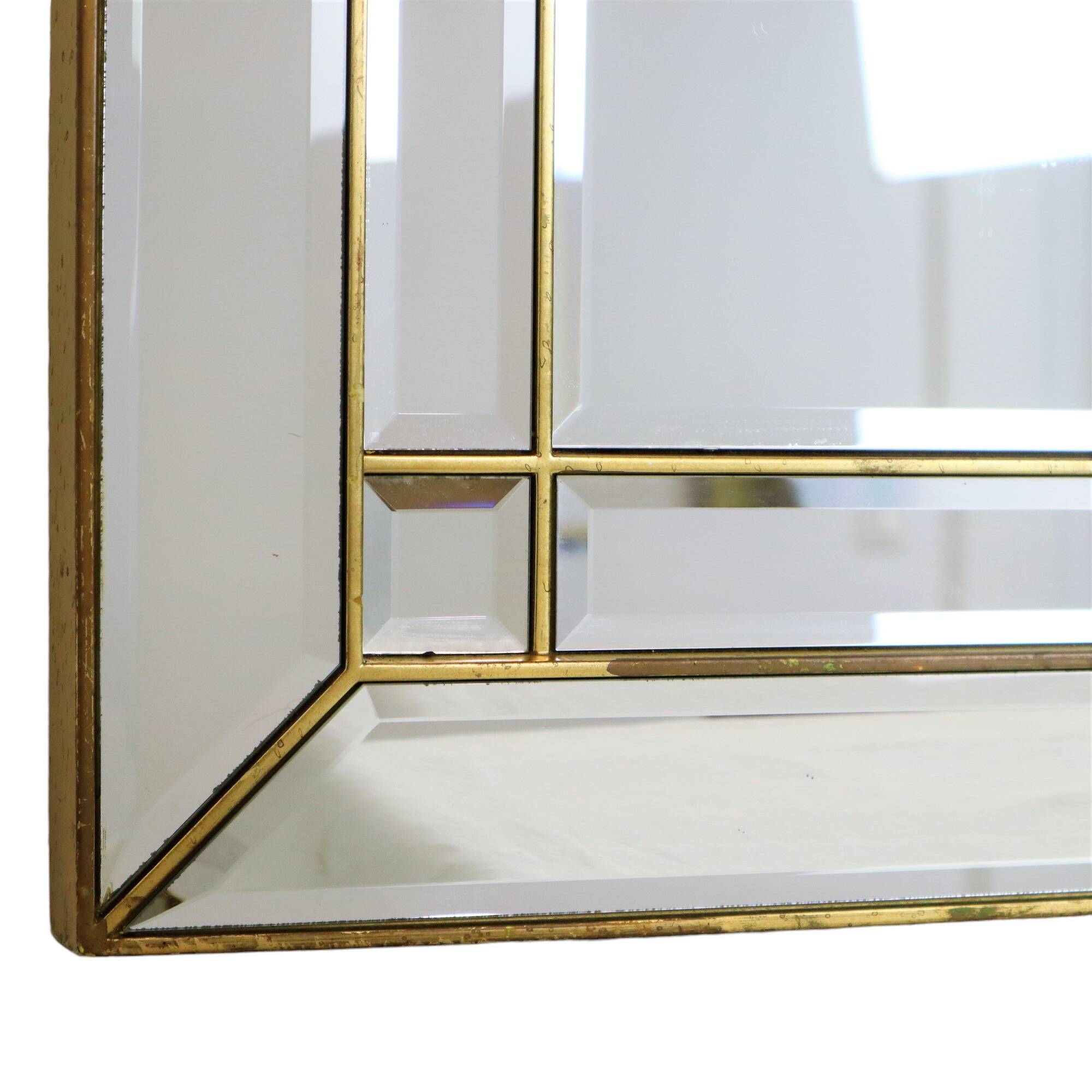 Large Deknudt XL faceted mirror, Hollywood Regency design