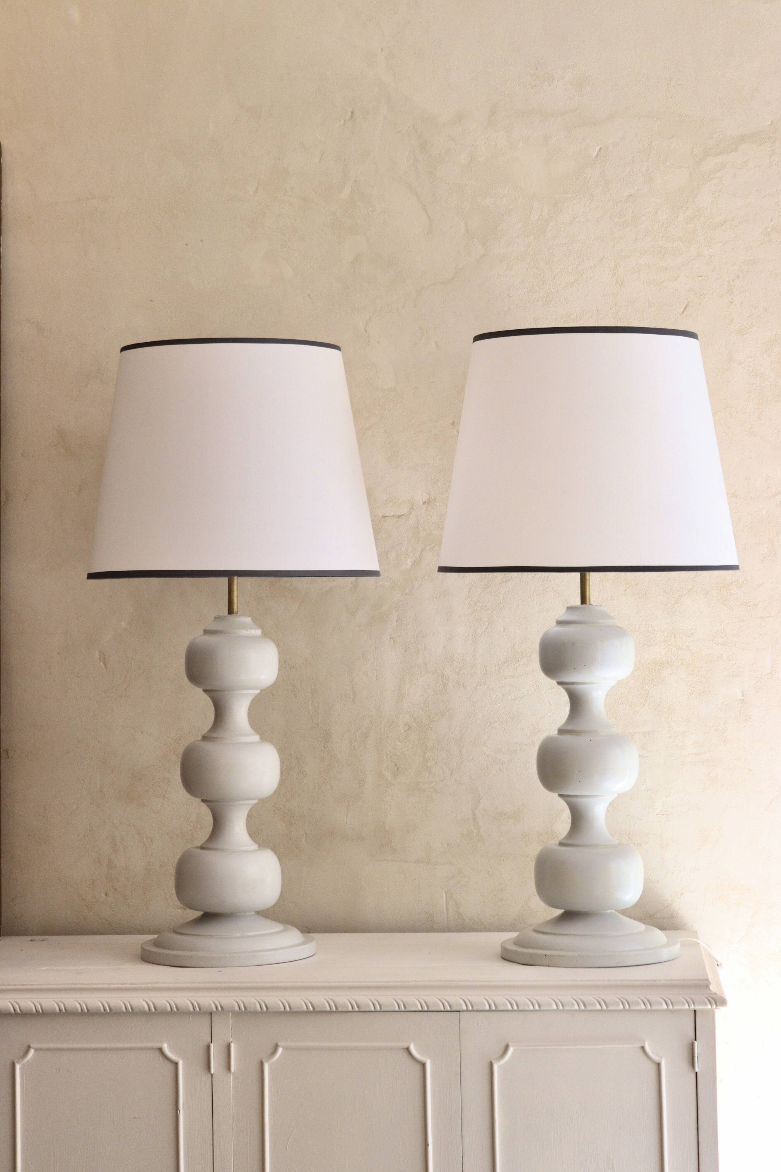 Large antique wooden ball lamps