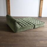 Le bambole bed in green velvet By Mario Bellini for B&B Italia, 1970s