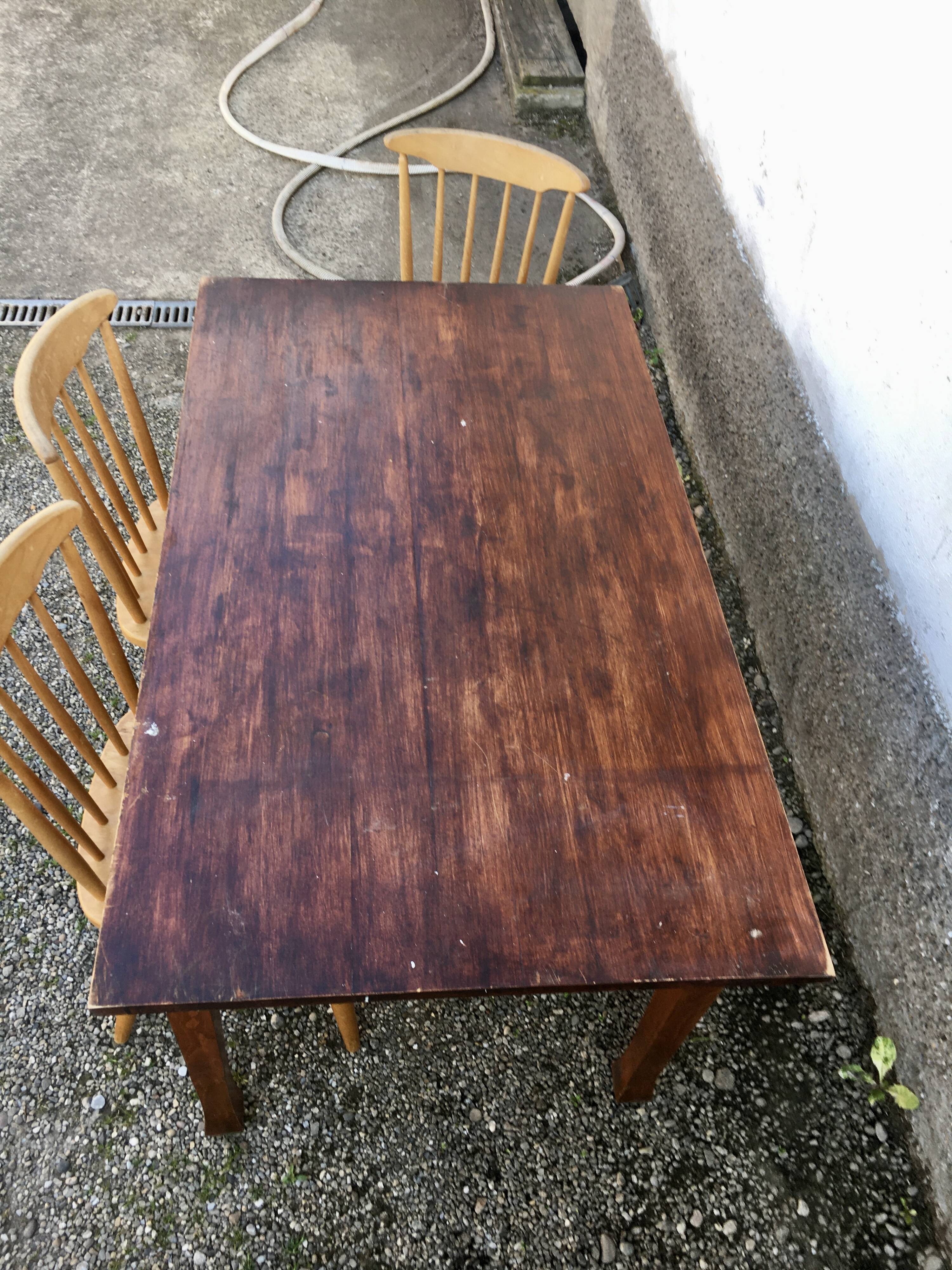 Farmhouse table bistro old trumpet feet