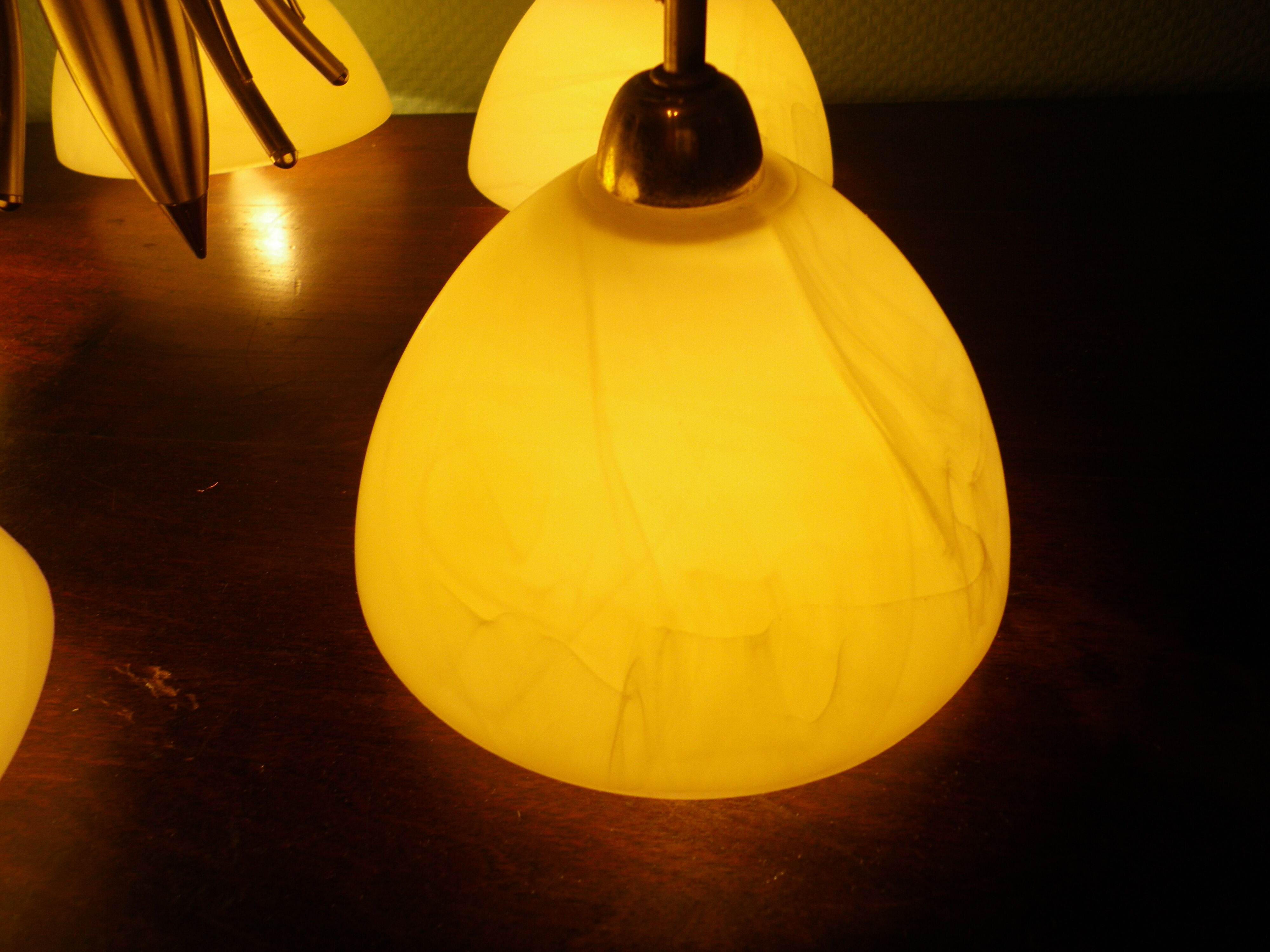 5-branched pendant light from the 70s, Honsel, Germany