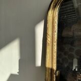 Large gilded mirror 19th century rounded corners mercury glass Louis XVI style