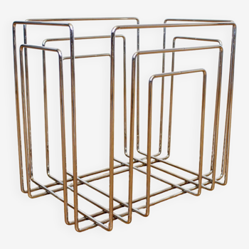 Chromed metal magazine rack by Willi Glaeser for TMP 1980