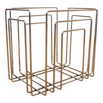 Chromed metal magazine rack by Willi Glaeser for TMP 1980