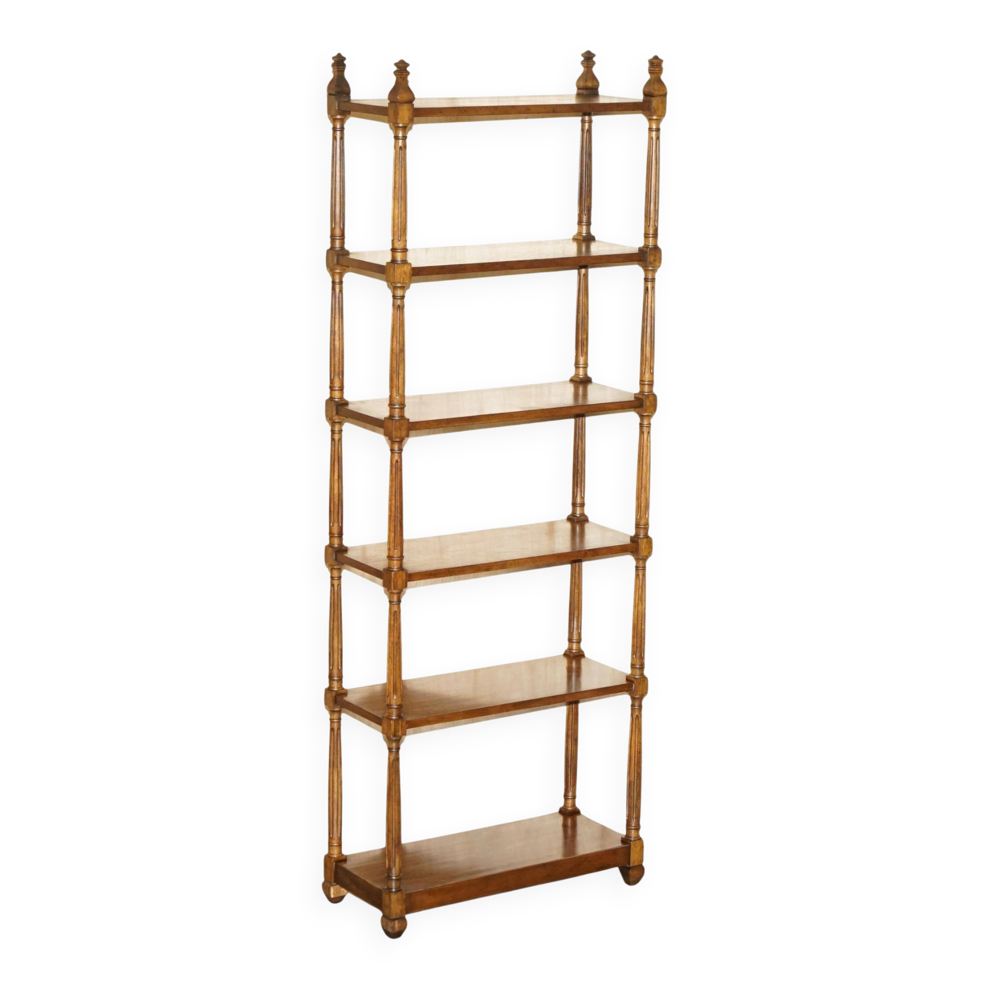 Bibliothèque vintage style Regency en acajou flammé 198 cm