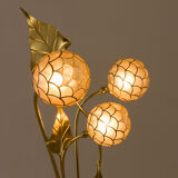 Brass floor lamp in the style of Tommaso Barbi with floral ornaments