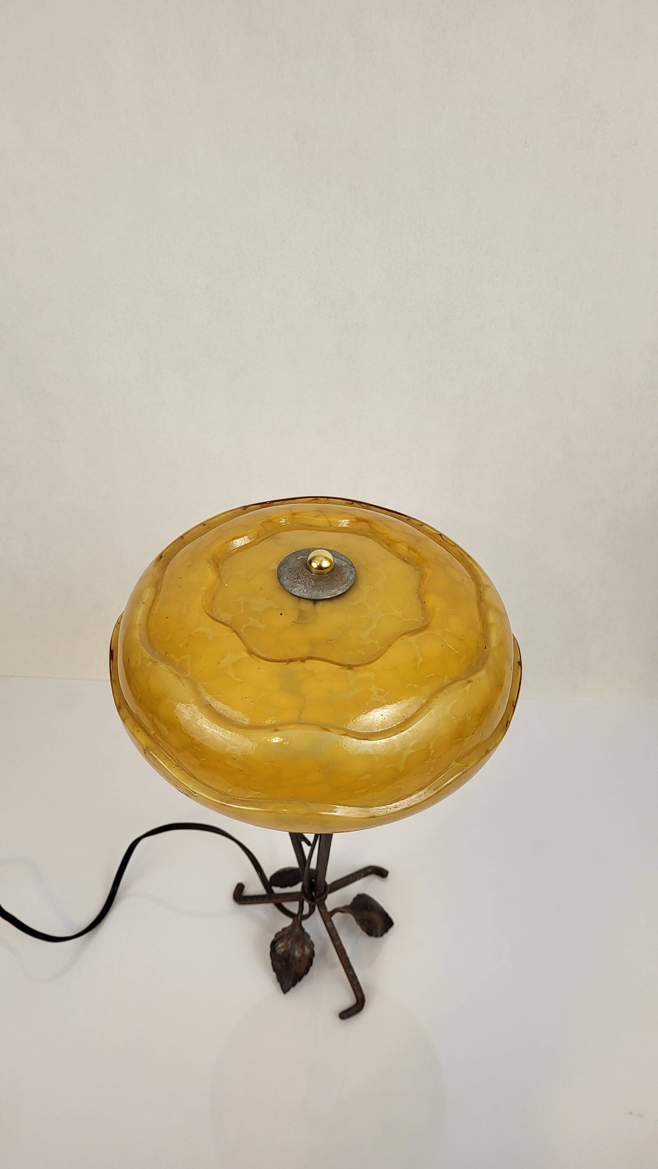 Art Nouveau wrought iron lamp