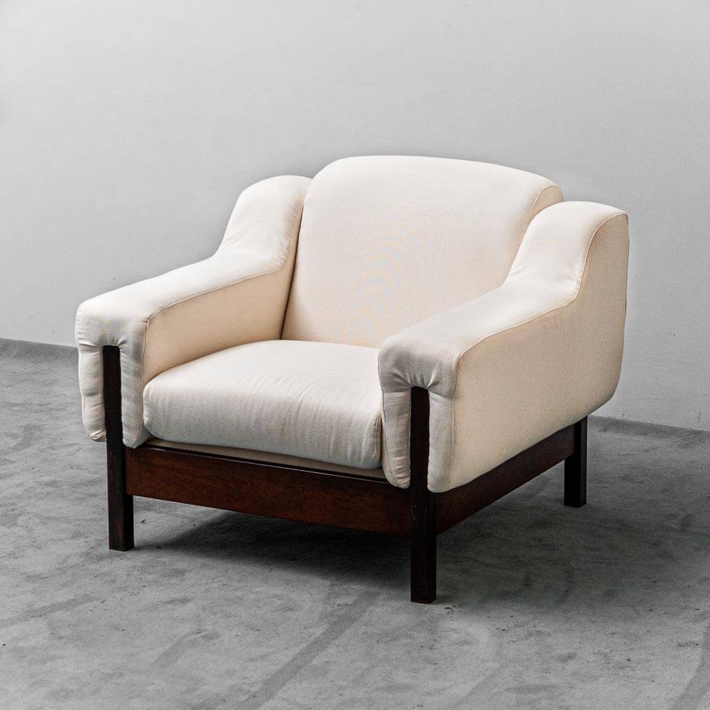 Coppia di poltrone cotone bianco saporiti anni ’70 vintage modernariato