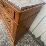 Louis-Philippe chest of drawers in cherry burl and Pyrenees marble top f