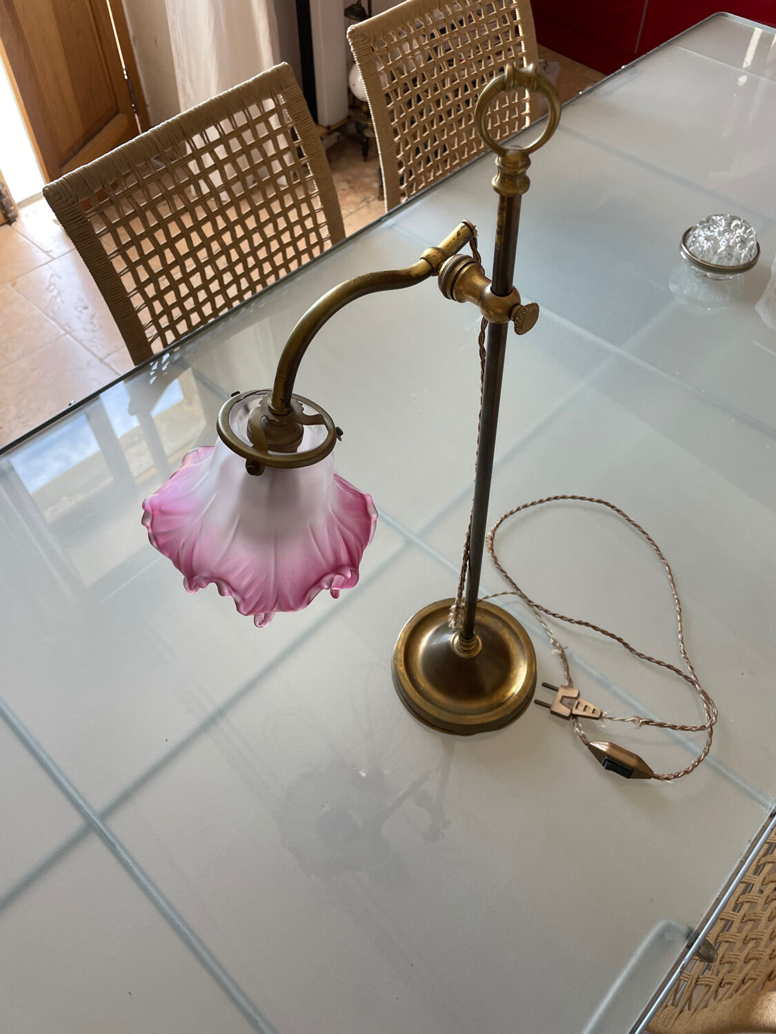 Brass and glass lamp