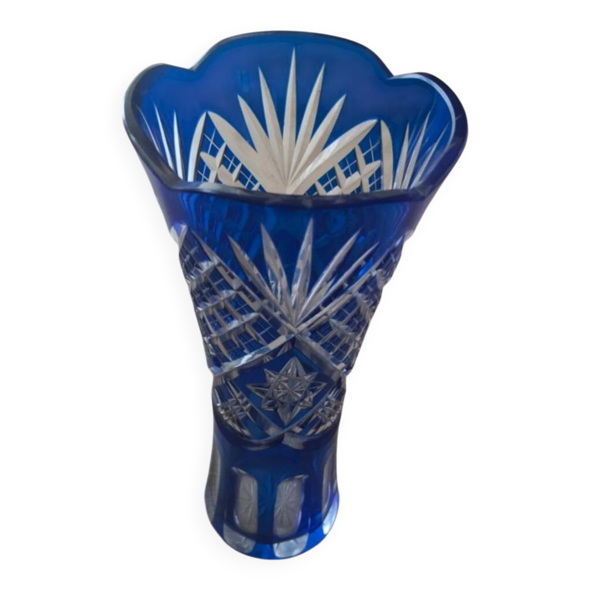 Large cobalt blue Bohemian vase -