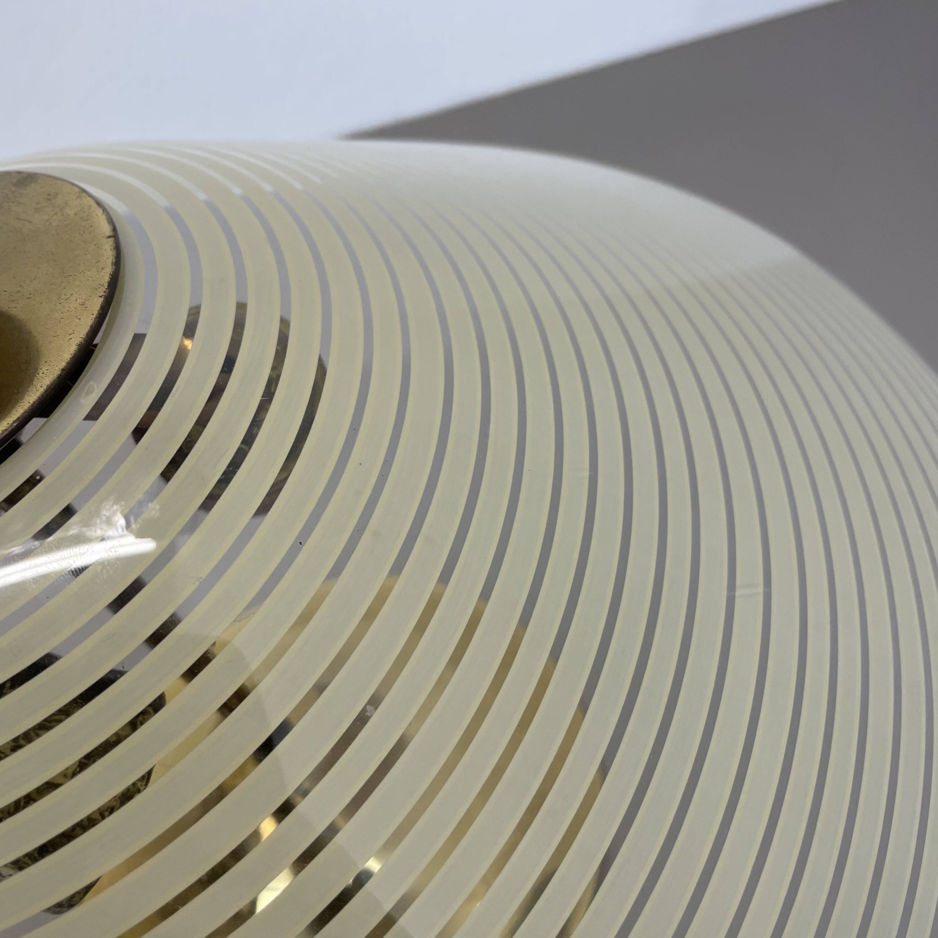 Modernist brass and glass Ceiling Flushmount Light, Italy 1950s