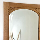 Art Deco bevelled full-length mirror - restored raw oak