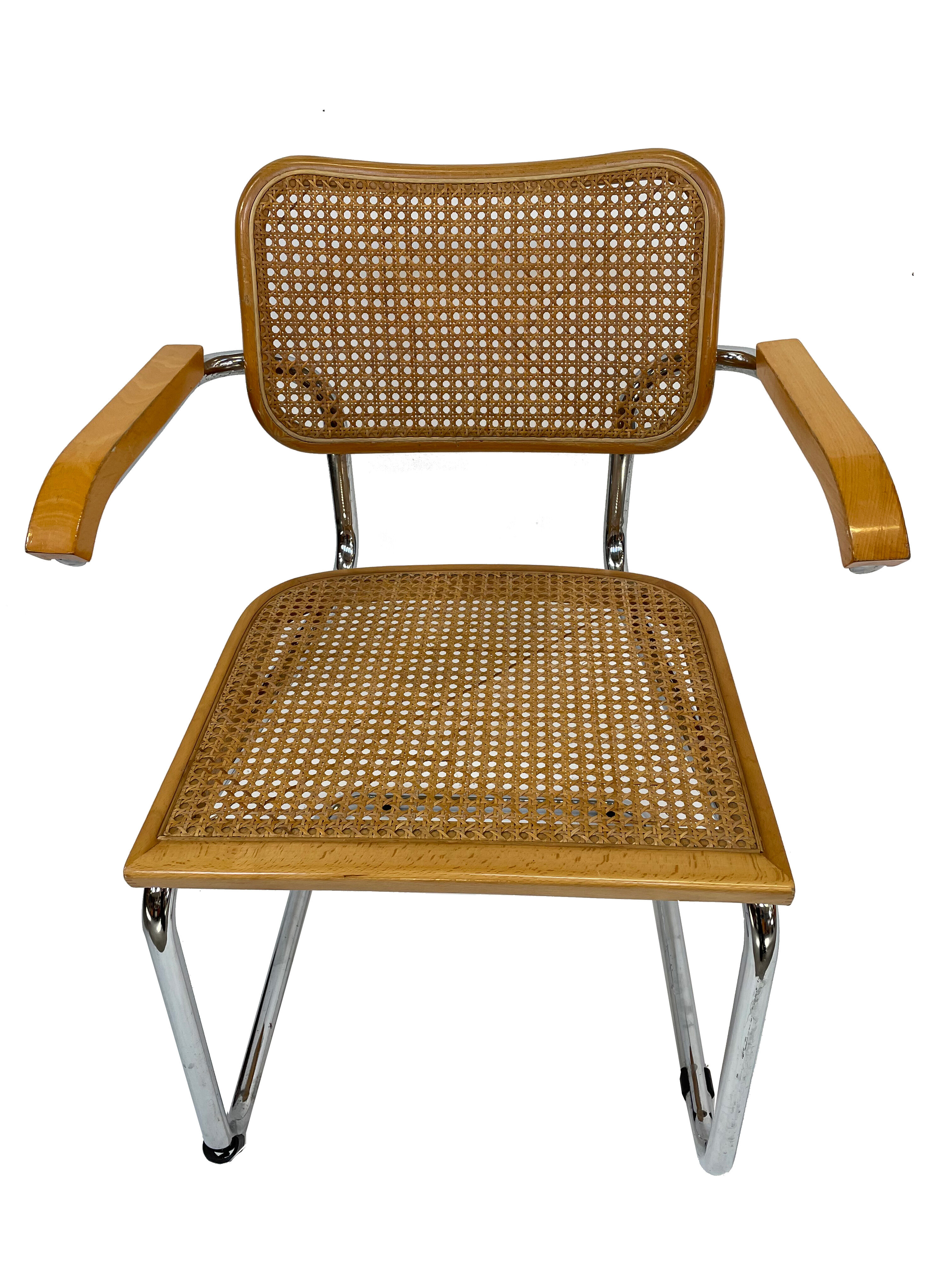 Cesca model design chair with armrests chrome version