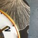 Vintage silent wall pendulum clock 60s trapeze "Gingko black gold"