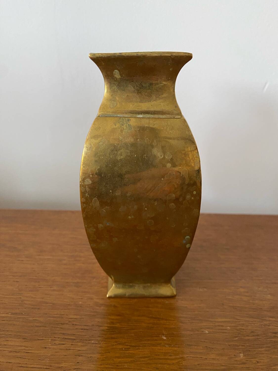 Antique deknudt style solid brass vase vintage #b972