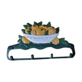 Towel rack basket orange cast iron metal patinated hooks bt54