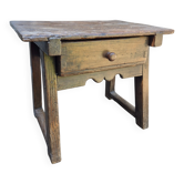 Antique Spanish side table pine rustic pay table with drawer
