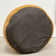 Ochre leather patchwork pouf