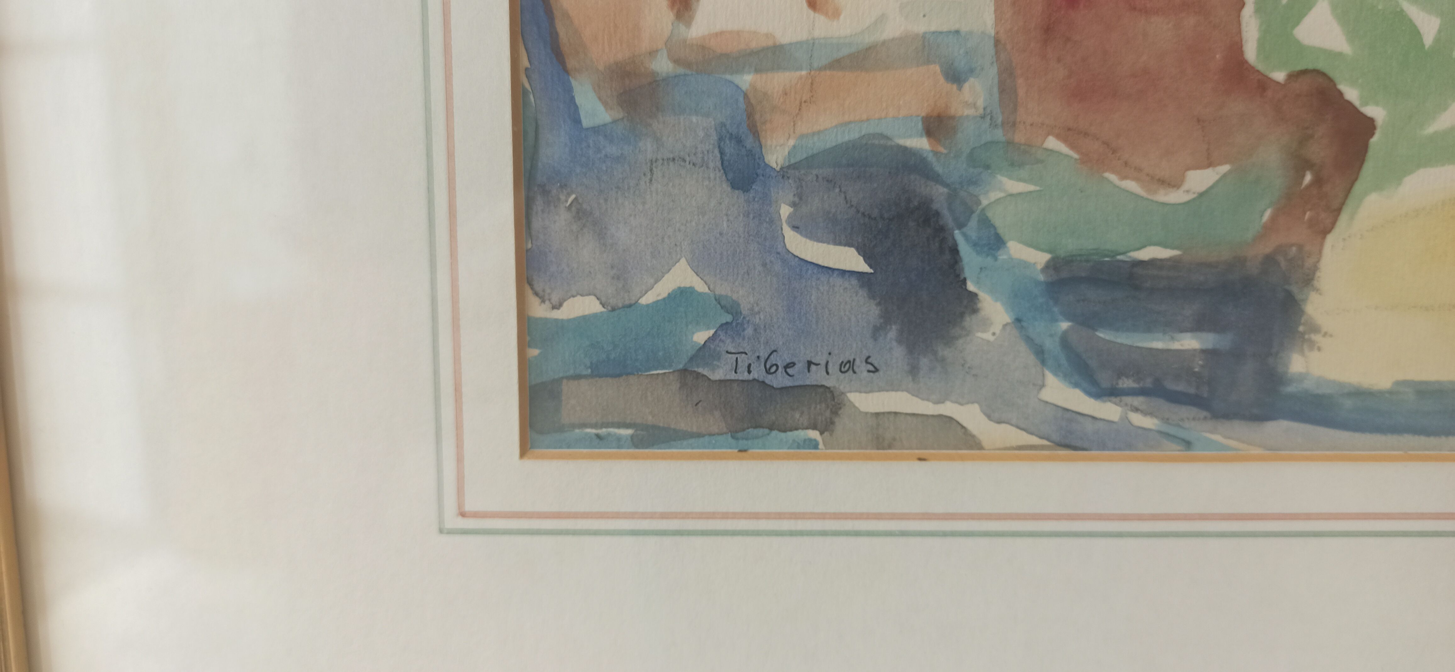 Aquarelle « Tibériade » par Anna Weingrün-Lieblich (1904-1994).