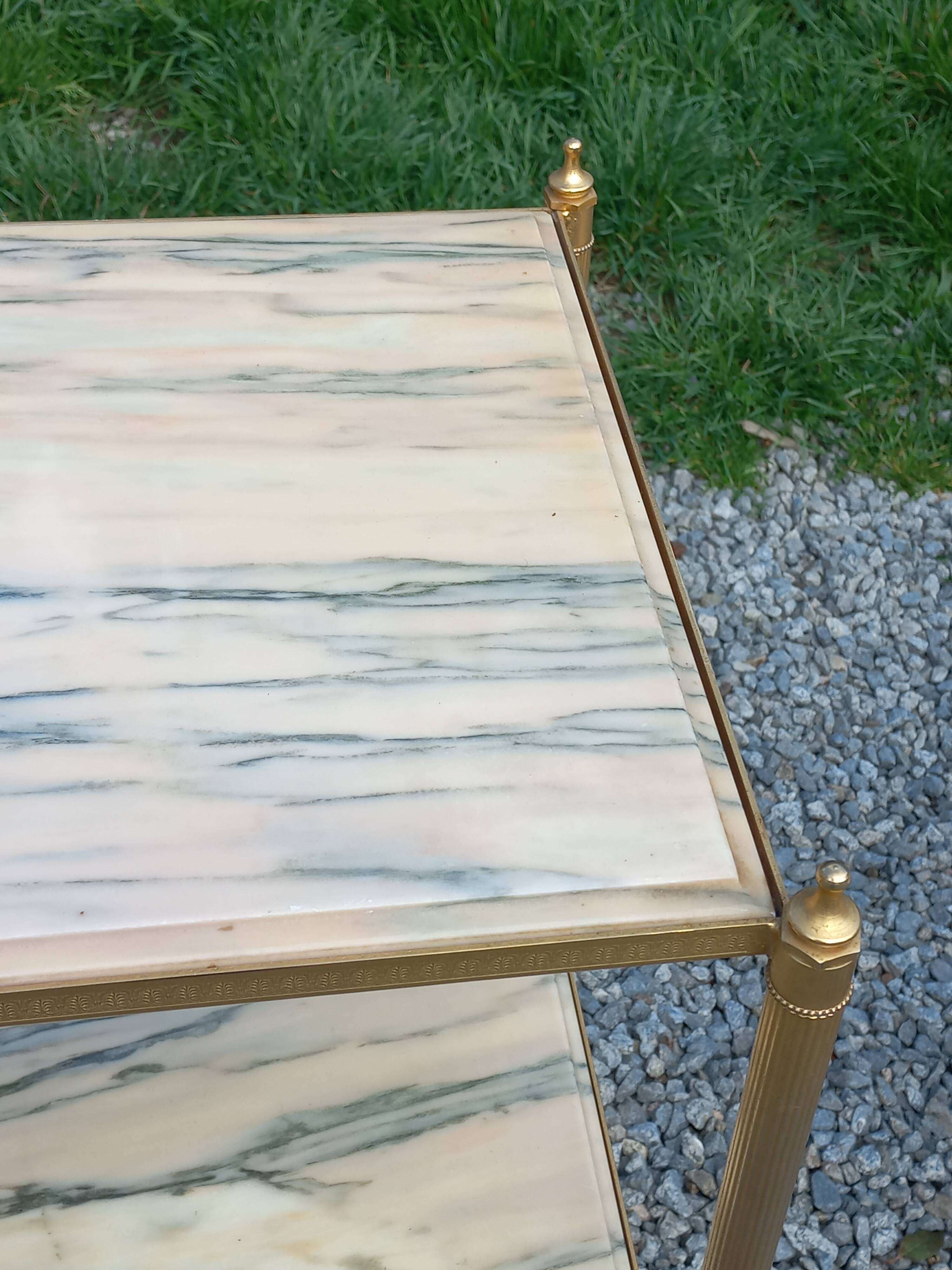 Pair of neoclassical side tables in bronze, brass, marble, and o.