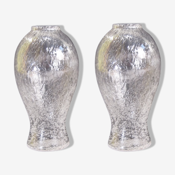 Paire de vases soliflore verrerie biot vintage