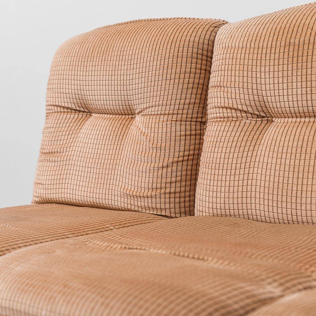Set 3 poltrone modulari tessuto a quadretti beige anni ’70 vintage modernar