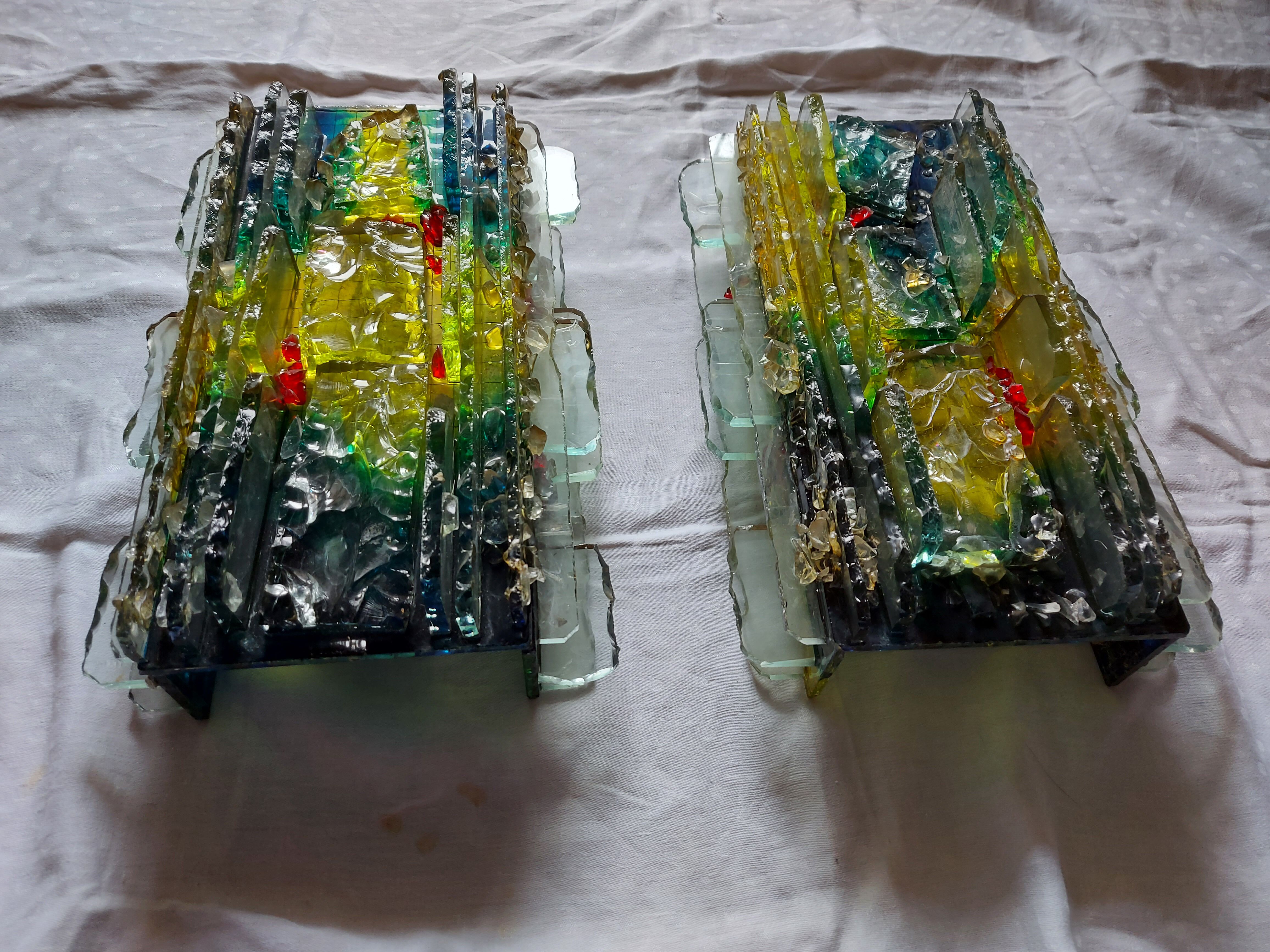 Pair of raak glass appliques, Willem Van Oyen, Chartres model