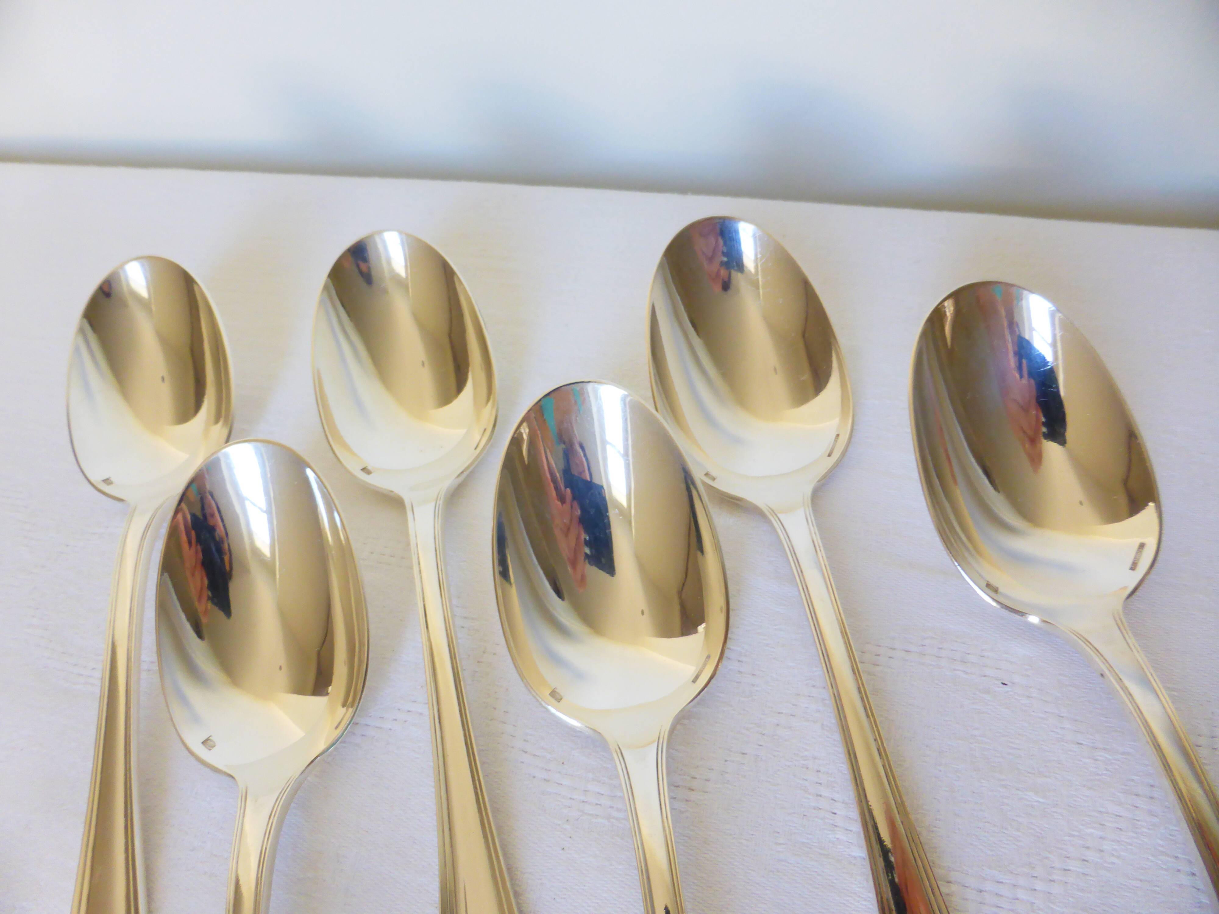 6 Christofle Art Deco style silver-plated tablespoons 2106255