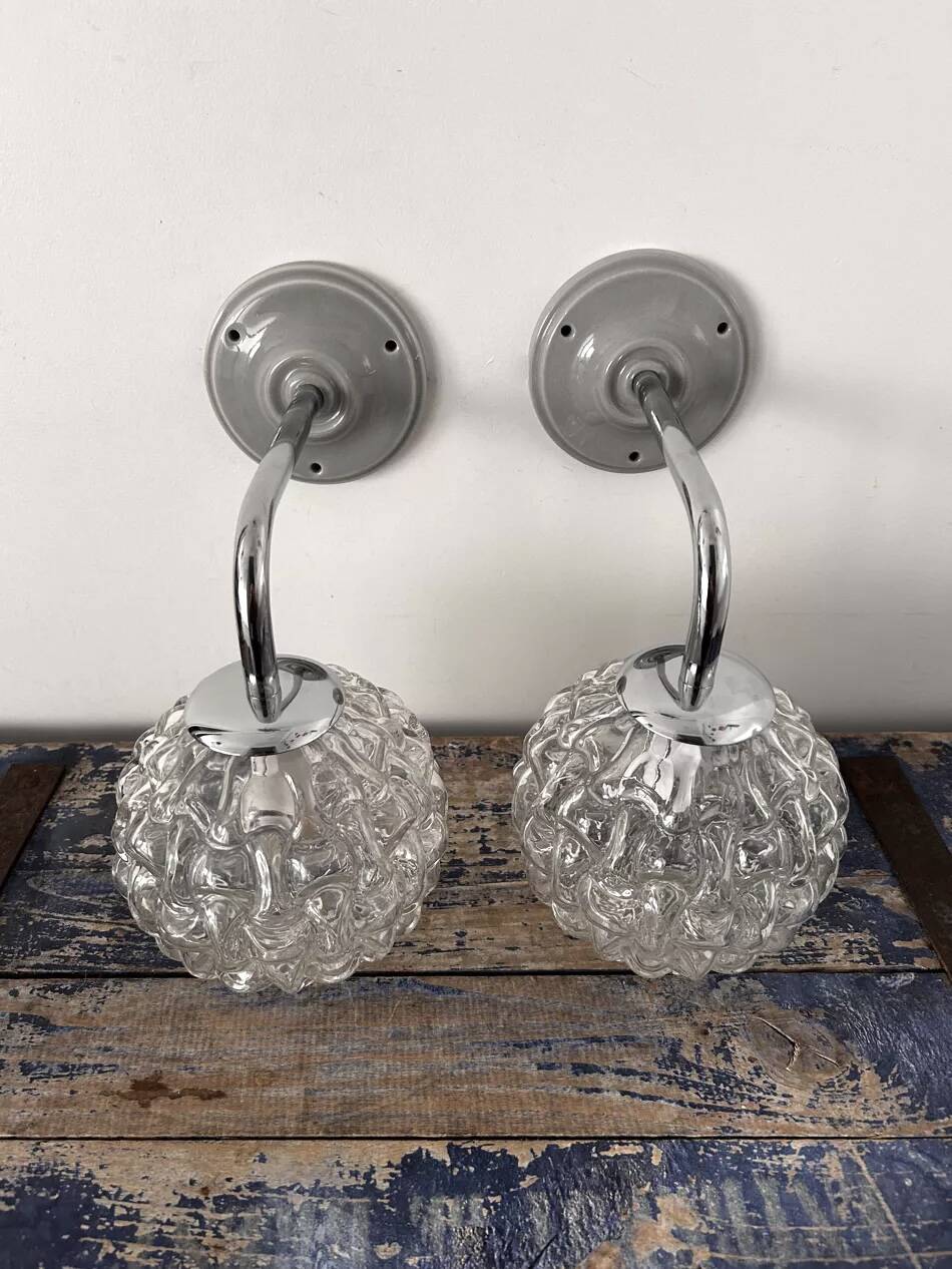Pair of chrome wall lights