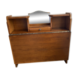 Wooden console table / vintage folding desk with mirror and small drawer
