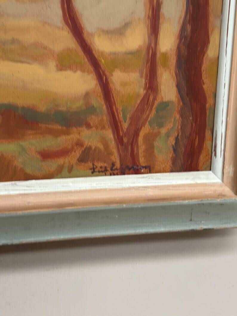 Original Swedish Oil on Panel – "Autumn Landscape" – Signed – Vintage and Framed – 46 × 36 cm (18.1" × 14.2")