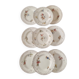 Lot de 9 assiettes anciennes en porcelaine de Sarreguemines, XIXe siècle, s