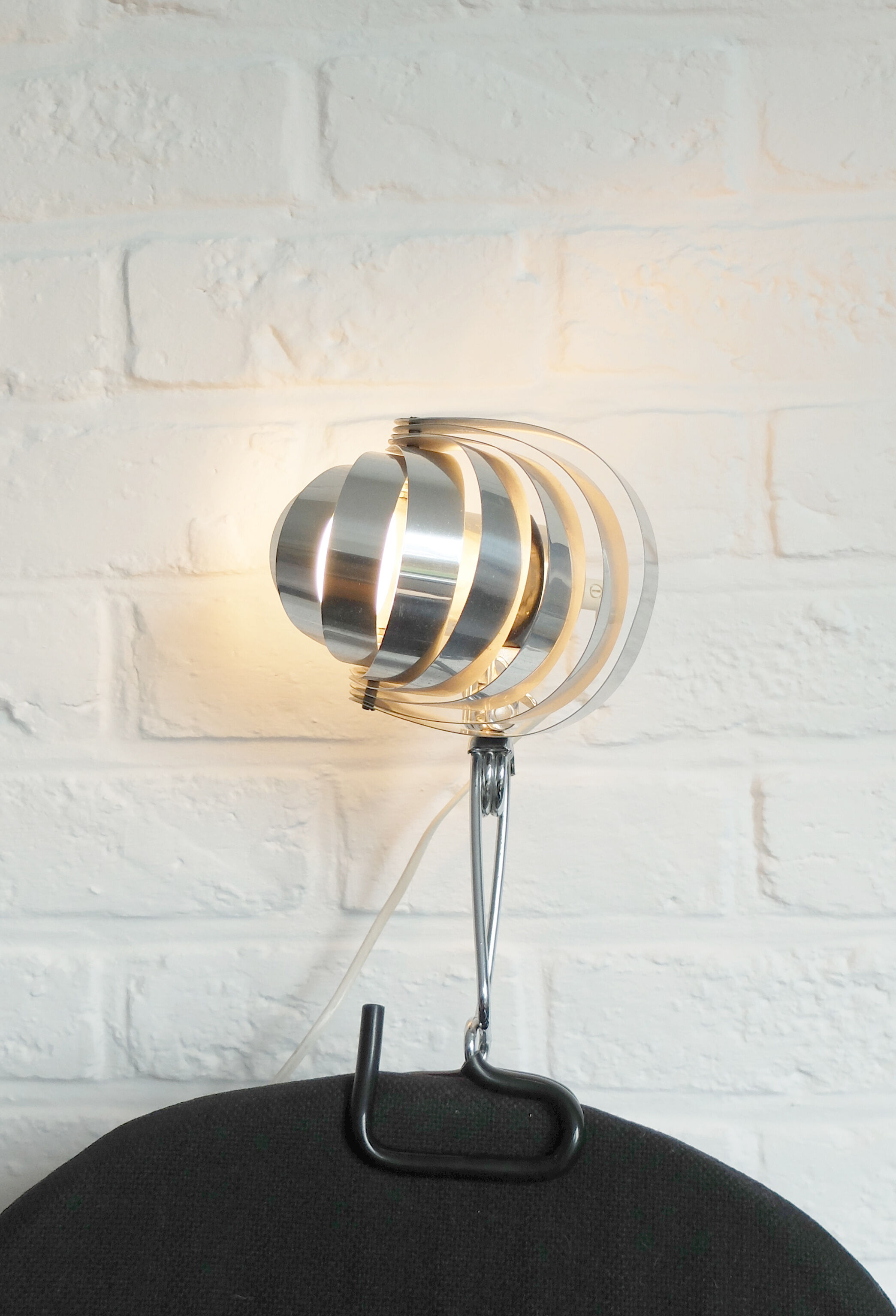 Adjustable metal clip lamp, fan, 1980s