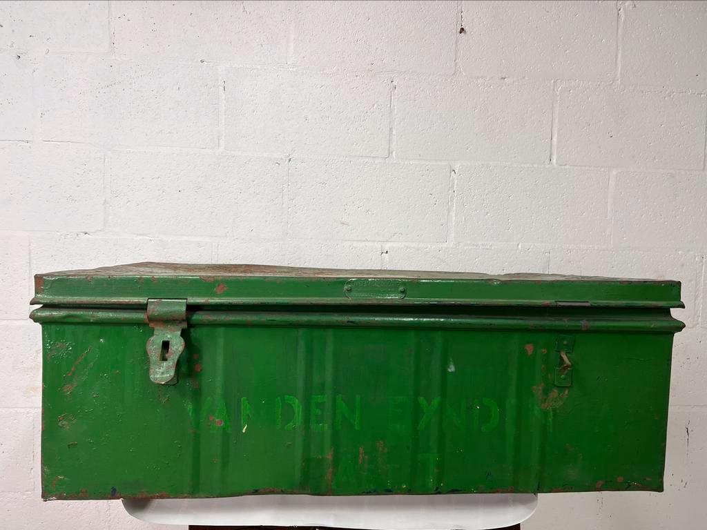 Vintage green industrial trunk