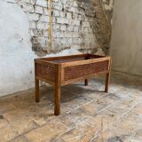 Vintage wooden and cane planter