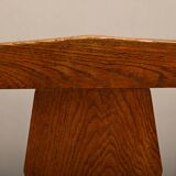 Dutch Art Deco Amsterdam School Armchairs in solid Oak and striped fabric