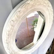 Large White Stucco Wooden Mirror Shabby Chic Baroque Decorative Art