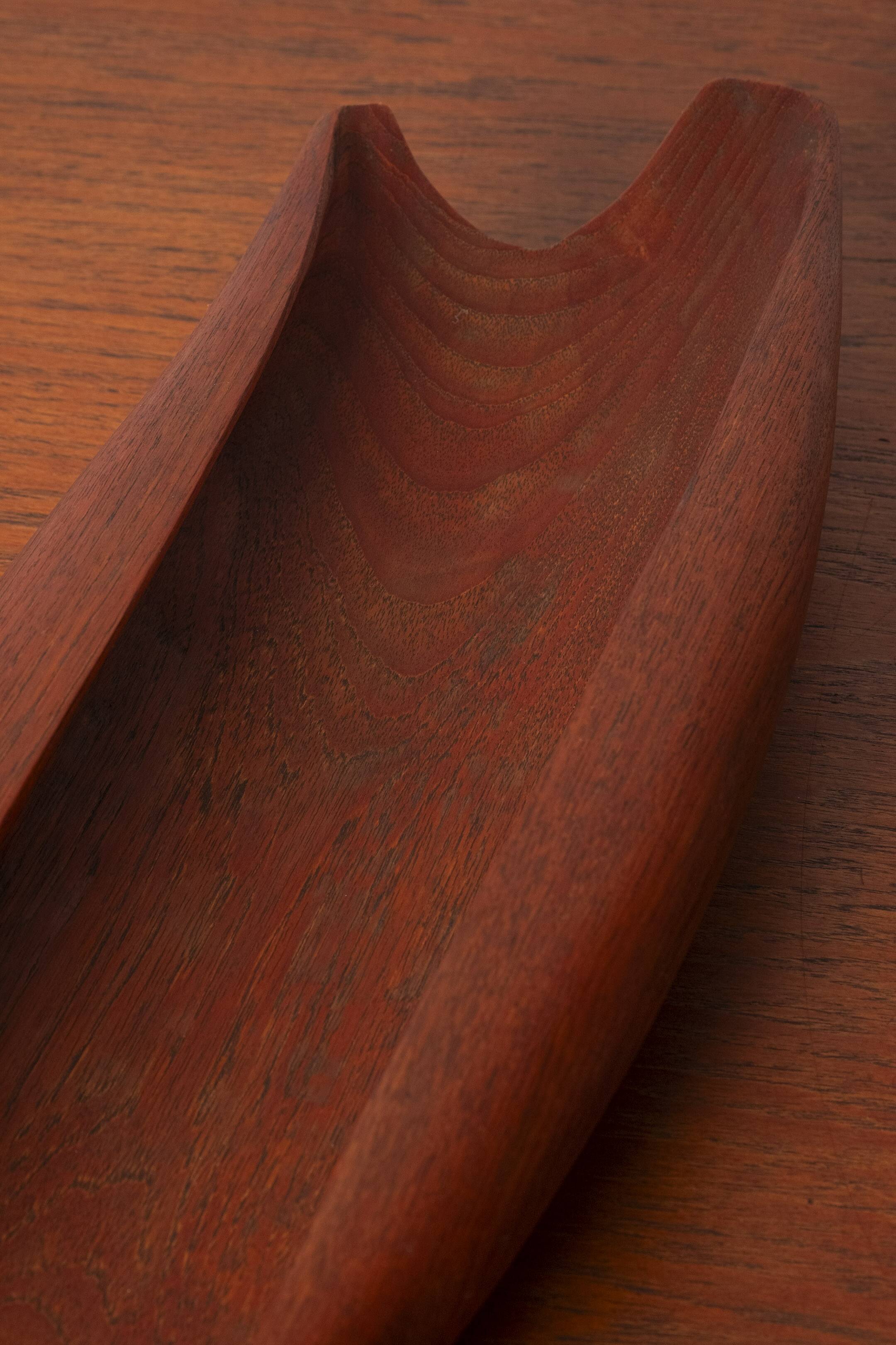 Organically Carved Serving Tray in Teak, 1950s Denmark
