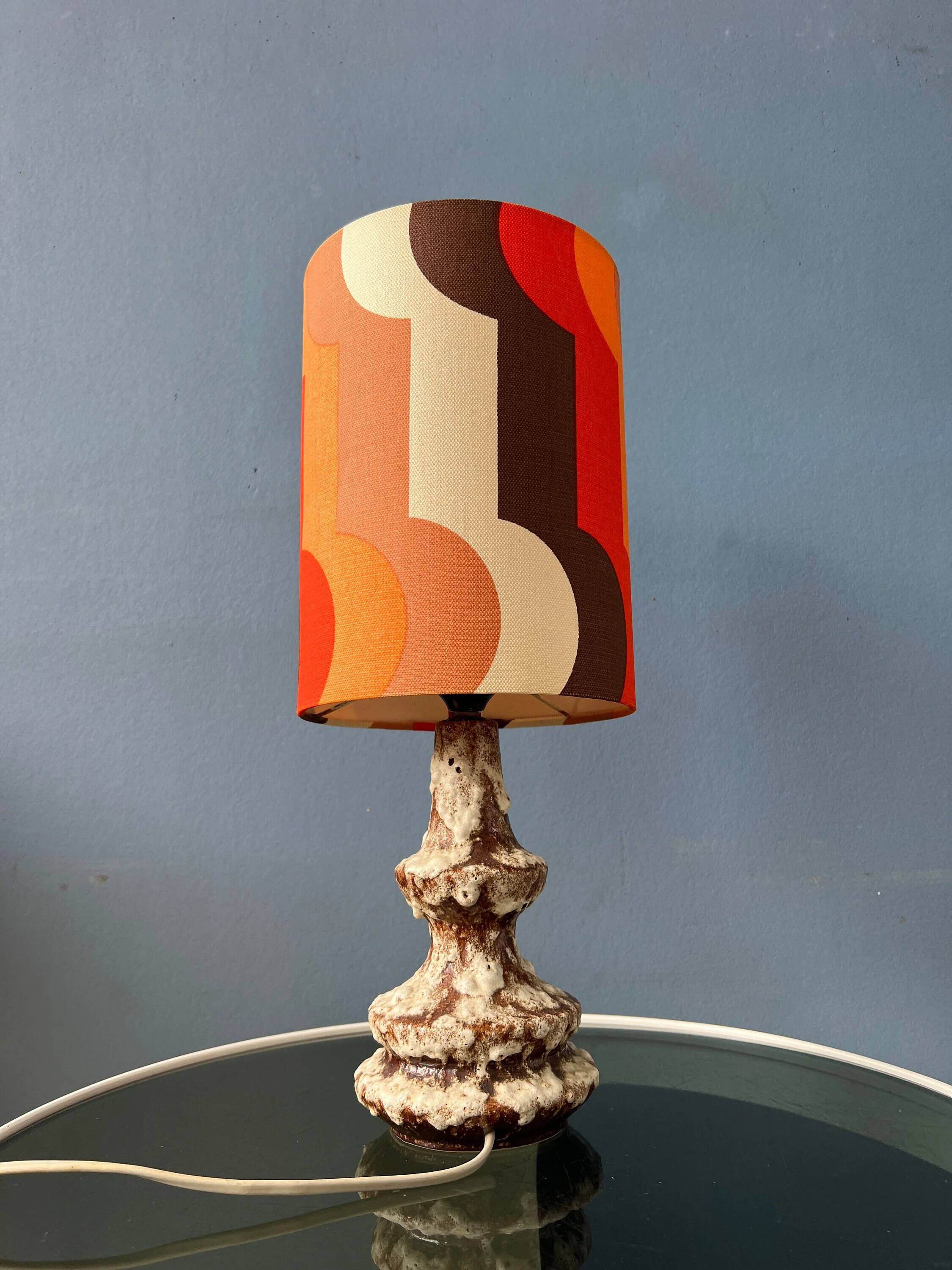 Space Age table lamp in orange ceramic West Germany Fat Lava