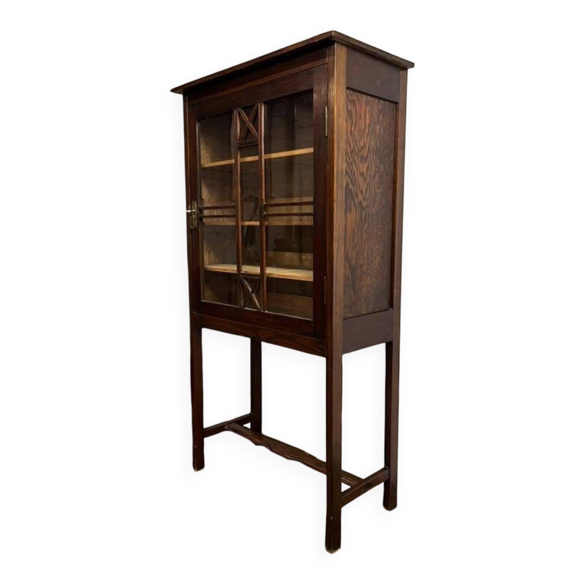 Vitrine vintage en bois sur pieds / étagère