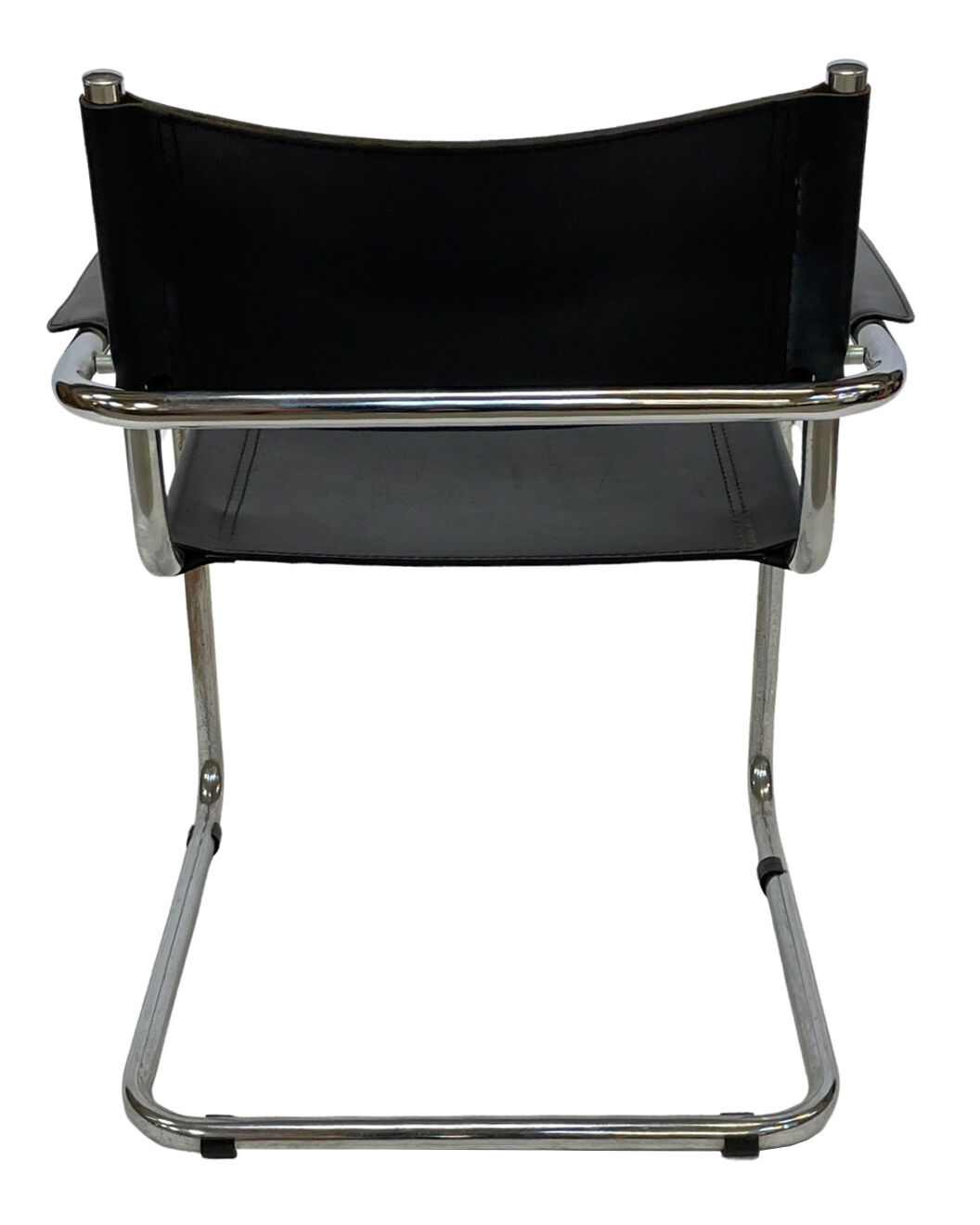 Set of 6 bauhaus cantilever chairs black leather and chrome design