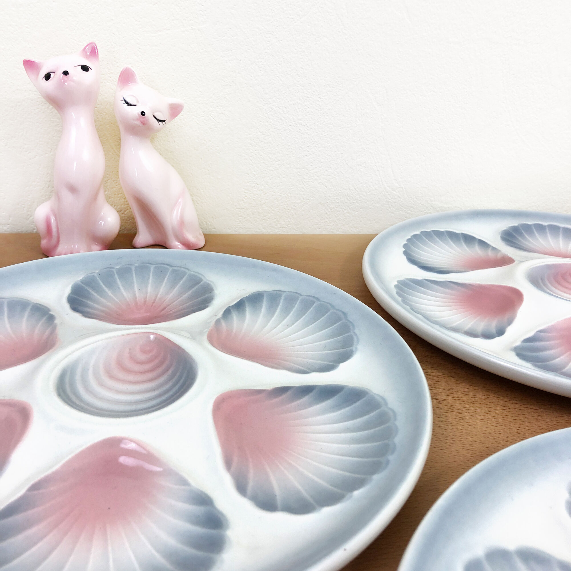 Lot of 6 oyster plates or scallops - Moulin des Loups Orchies