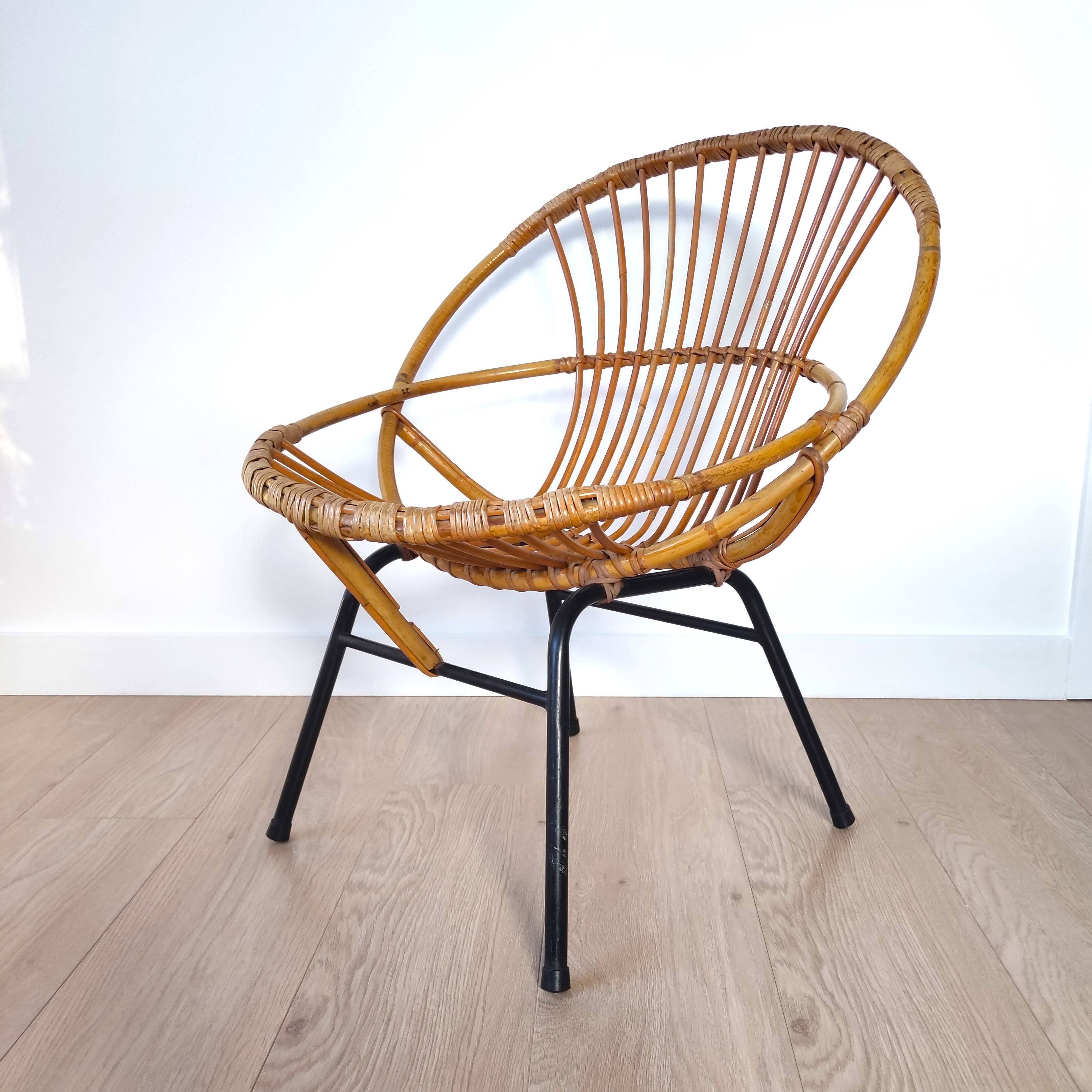 Vintage rattan chair, Rohe Noordwolde, 1960s
