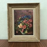 Painting of a still life with roses and flowers by Marcel Abougit