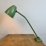 Green industrial workshop table lamp, 1960s